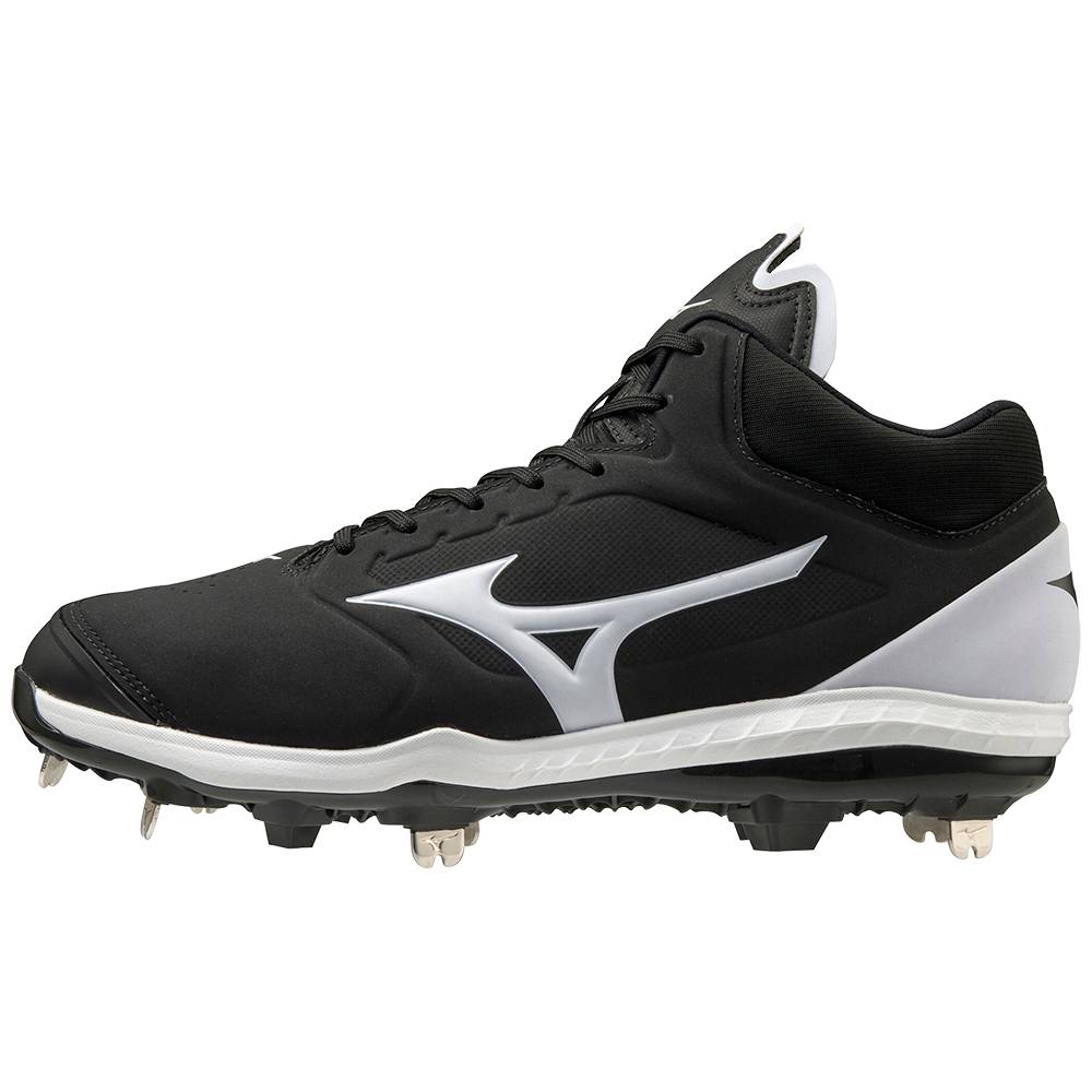 Mizuno Sweep 5 Mid Cut Metal Női Softball Cipő Fekete/Fehér PMC401675